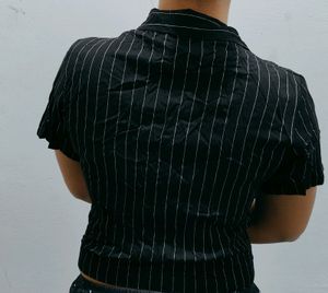 Retro Pinstripe Cropped Shirt