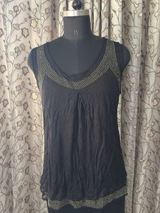 Black Embellished Sleeveless Top