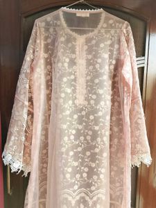 Organza Lace Kurta with Floral Embroidery