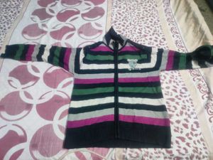 Striped Zip-Up Sweater