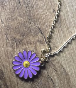 Purple Daisy locket Necklace Chain