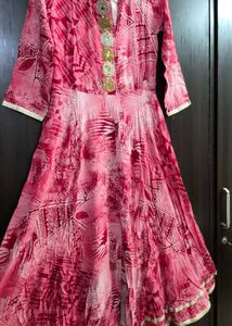 Elegant Red Printed Anarkali Kurti