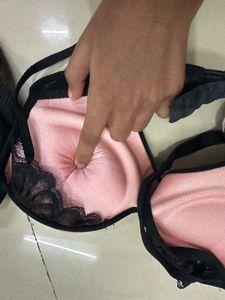 Stylish Pink &amp; Black Padded Bra