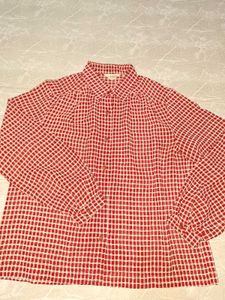 Red Checkered Long Sleeve Blouse