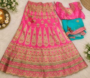 Stunning Pink Embroidered Lehenga Choli