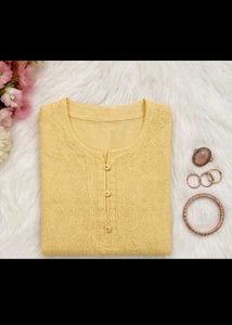 Yellow Embroidered Chikankari Kurti
