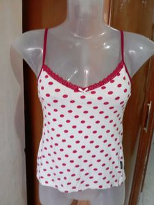 White Polka Dot Cami Top
