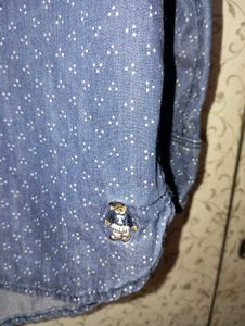 TEENIE WEENIE Blue Denim Shirt with Subtle Pattern