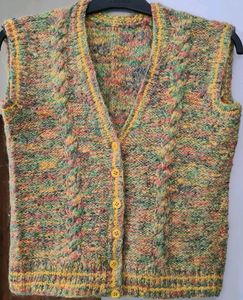 Handknitted woollen front open sleeveless Jacket