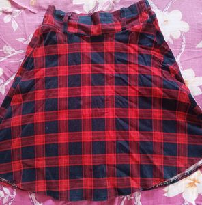 Red &amp; navy Plaid Skirt