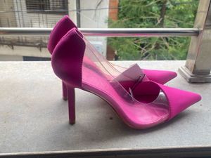 Fuchsia Satin Pointed Toe Heels