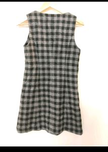 Black Checked Tunics Dress With Size M