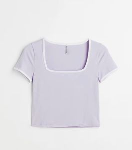 Light Purple Square Neck Crop Top