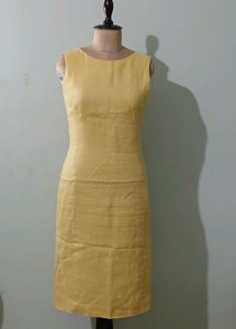 Brandon Maxwell Yellow Linen Midi dress