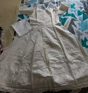 Elegant White Chikankari Anarkali