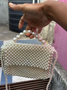 Elegant Pearl Embellished Clutch Bag