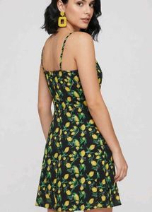 🍋 Cute Lemon Print Strappy Short Dress