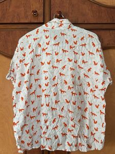 Fox Print Button-Up Shirt