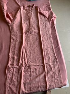 Men's Pink Embroidered Kurta