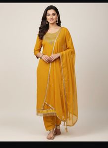 Yellow Dress suit and salwar with heavy dupatta