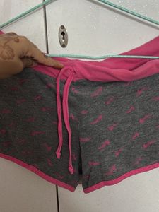 Gray &amp; Pink Patterned Shorts