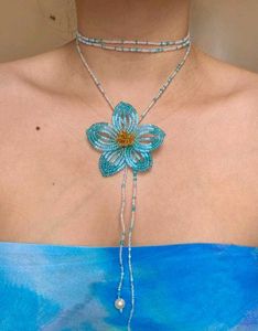 Black Beaded Flower Choker Necklace