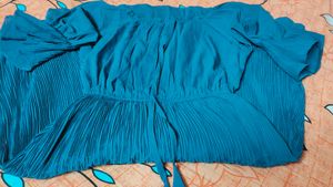 Teal Pleated Top