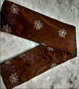 Pure crape silk saree Brown colour