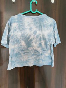 Blue Tie-Dye Cropped T-Shirt