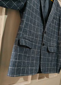 Checked Pattern Gray Blazer