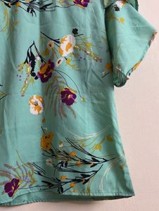 Aqua Floral Print Top