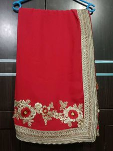 Stunning Red Embroidered Saree