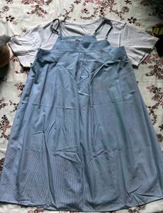 Cute Blue Pinafore Dress