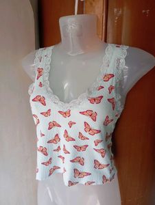 Cute Butterfly Print Cropped Tank Top