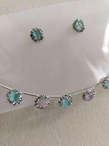 Sparkling Gemstone Necklace &amp; Earring Set of 3