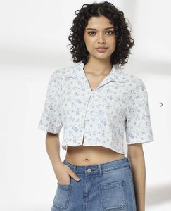 Blue Floral Textured Shirt