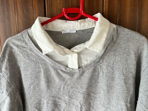 Grey Layered Long Sleeve Top
