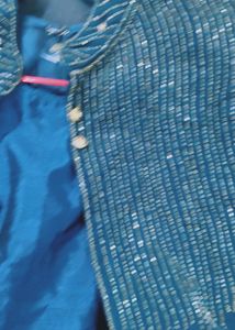Elegant Teal Embellished Indian Outfit..