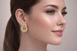 Elegant Gold & Diamond Drop Earrings