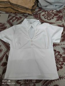 Cute White Collared Top