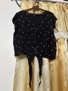 Cute Black ladybug Print Top