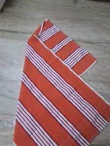 Orange and White Striped Folded Fabric