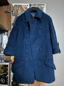 women’s navy blue woolen long jacket