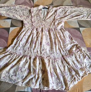 Floral Print Mini Dress with Puff Sleeves