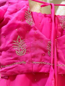 Vibrant Pink Heavy Diamond Work Saree