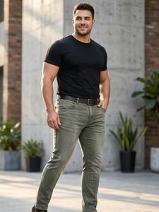 Men’s Grey Washed Denim Jeans – Size 44