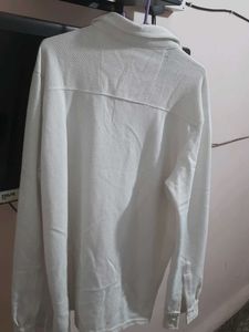 Men's White Textured Long Sleeve Shirt