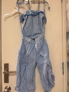 Global desi Girls' Blue &amp; White Striped Outfit