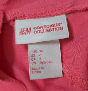 H&amp;M Pink Lace-Shoulder Shift Dress