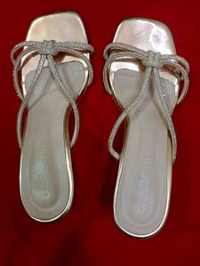 DressBerry Partywear Golden Block Heels 2.5 Inch